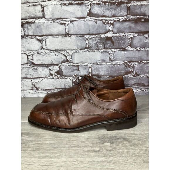 Ecco Vibram Gumlite Brown Leather Square Toe Oxfords Dress Shoes Men Sz 45EU/12M